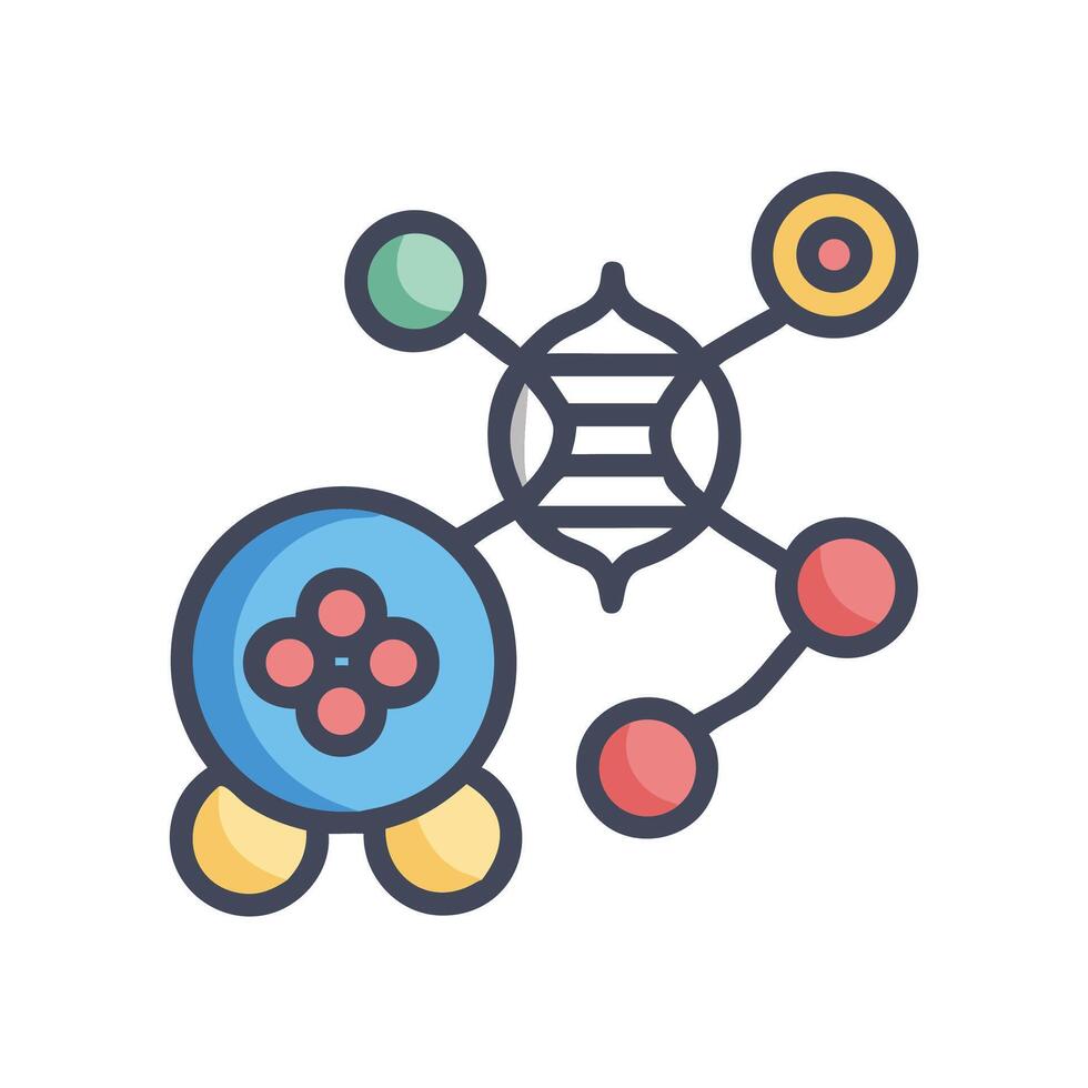 Colorful Molecular Structure Illustration on Black Background vector