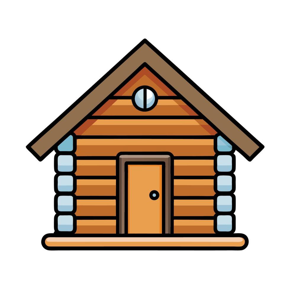 Cute Cartoon Log Cabin Illustration Design vector