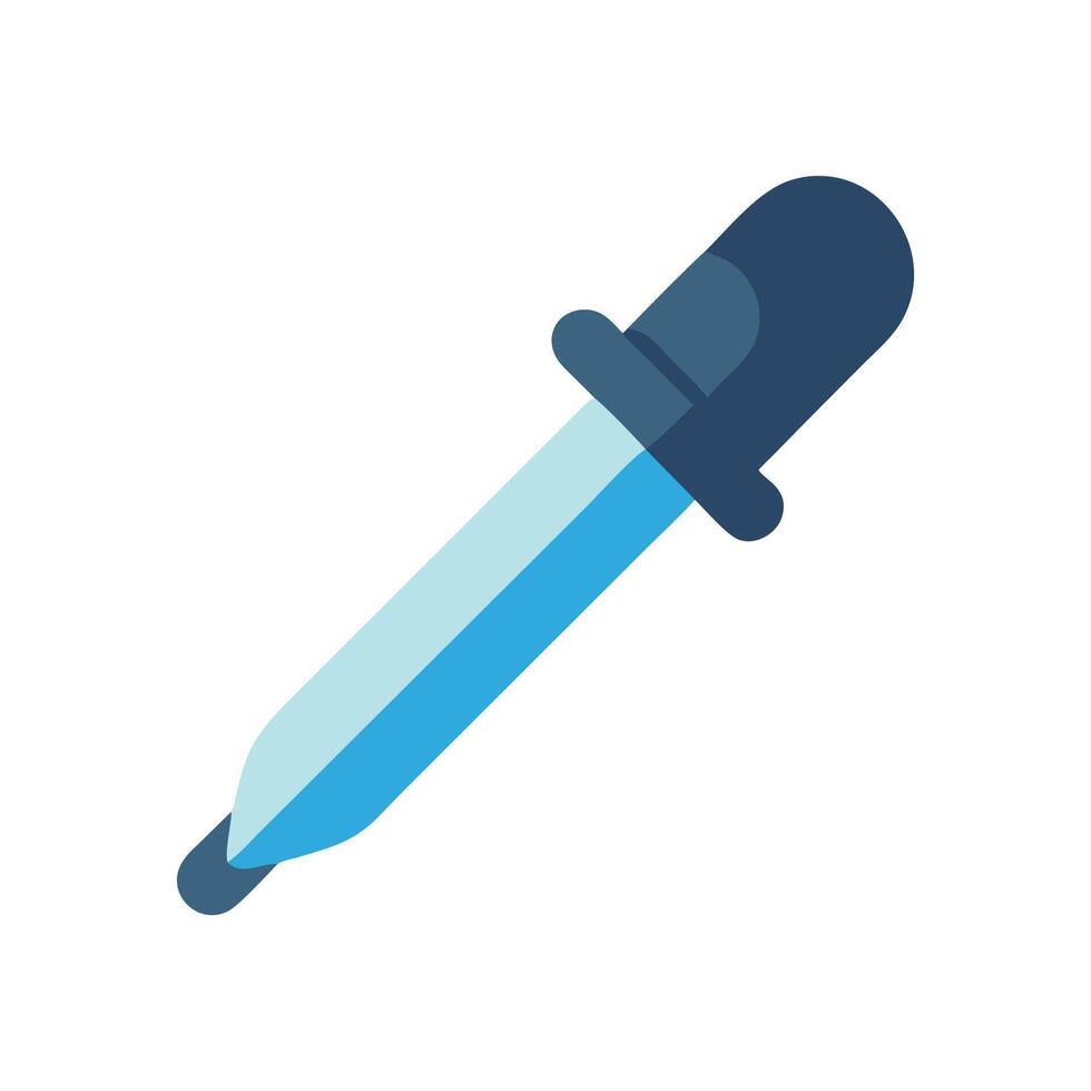 Blue Glass Dropper Isolated on Black Background Flat Style vector