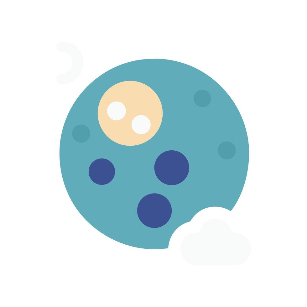 Whimsical Blue Moon with Craters and Cloud Icon vector