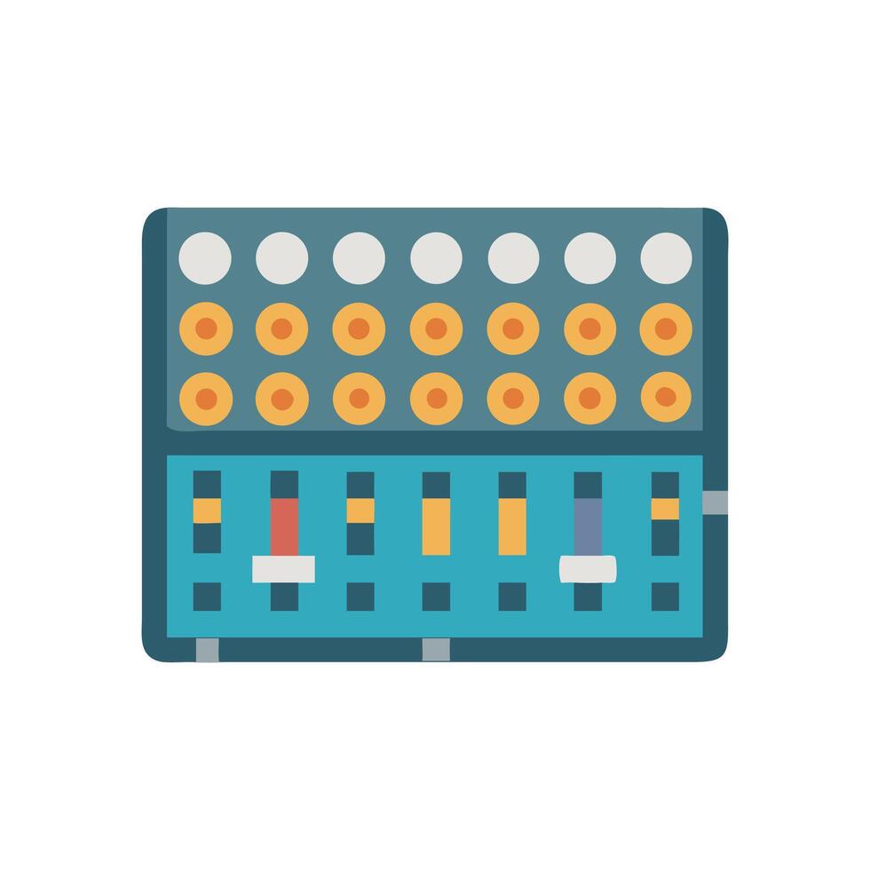 Illustration of a colorful audio mixer on black background vector