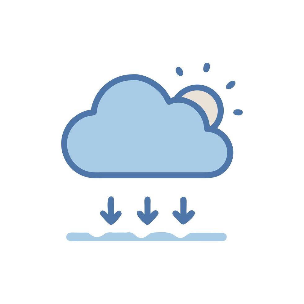 Sunny Weather with Rain, Flat Illustration Icon vector