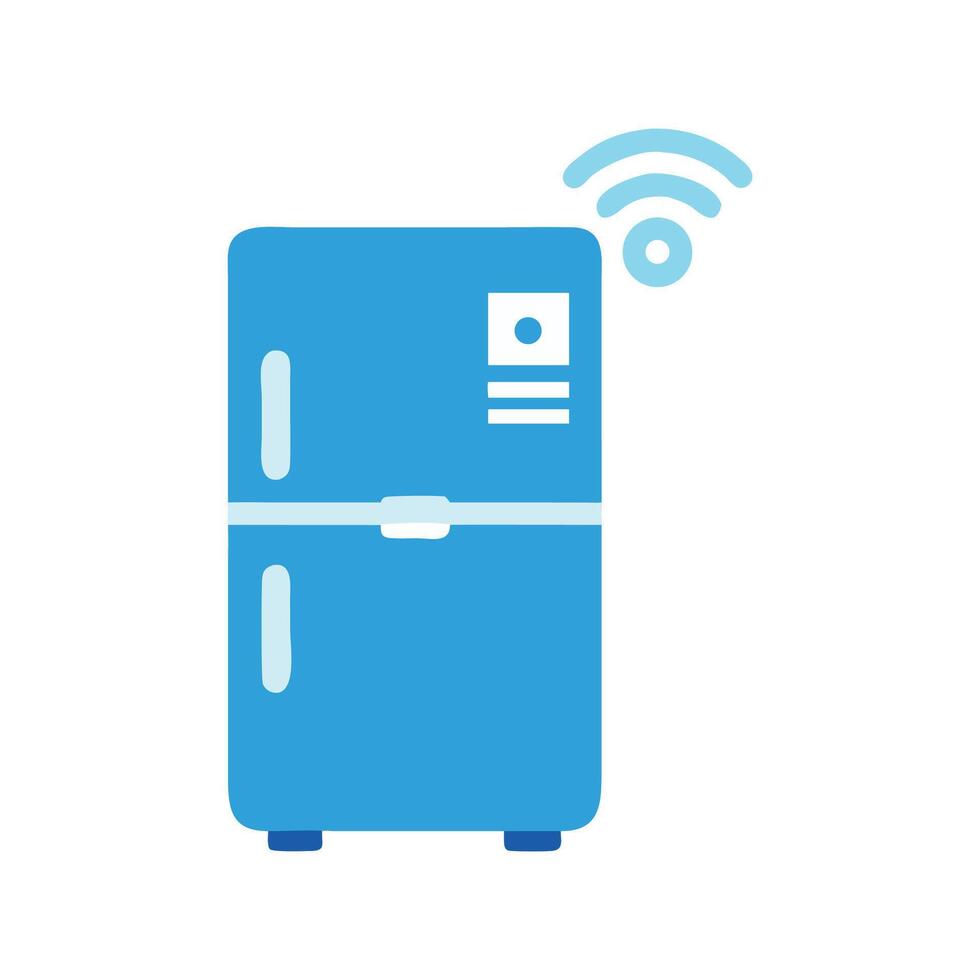 Smart refrigerator with wifi signal icon on black vector