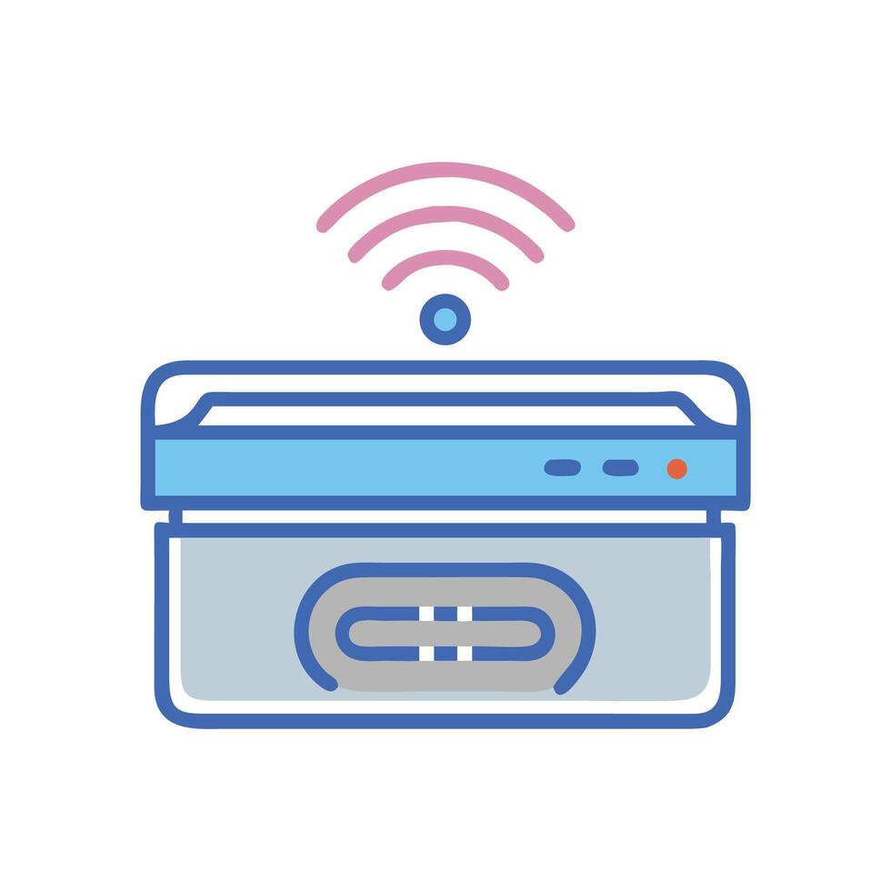 Stylish Wireless Router Illustration with Signal Icon Isolated vector