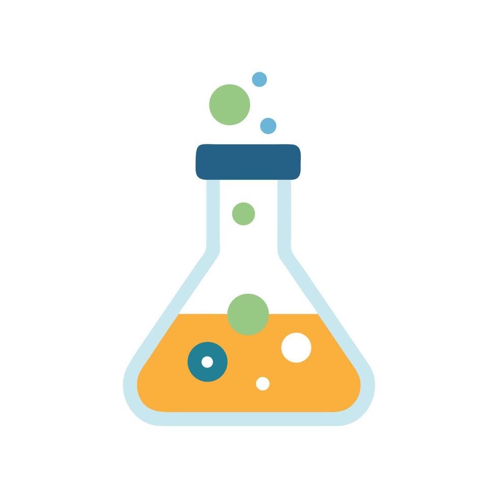 Colorful Erlenmeyer Flask with Bubbles Chemistry Experiment Illustration vector