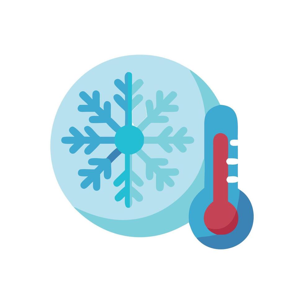 Winter Weather Icon Snowflake and Thermometer Indicating Cold vector