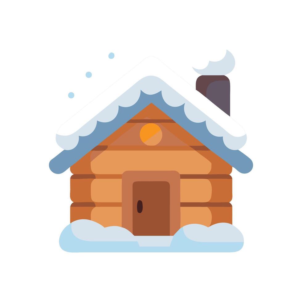 Winter cabin icon with snow on a black background vector