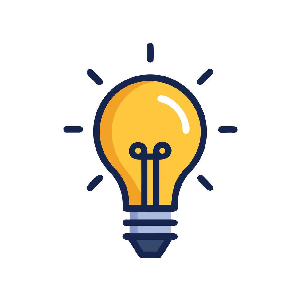 Yellow Lightbulb Illustration on Black Background Idea Concept vector