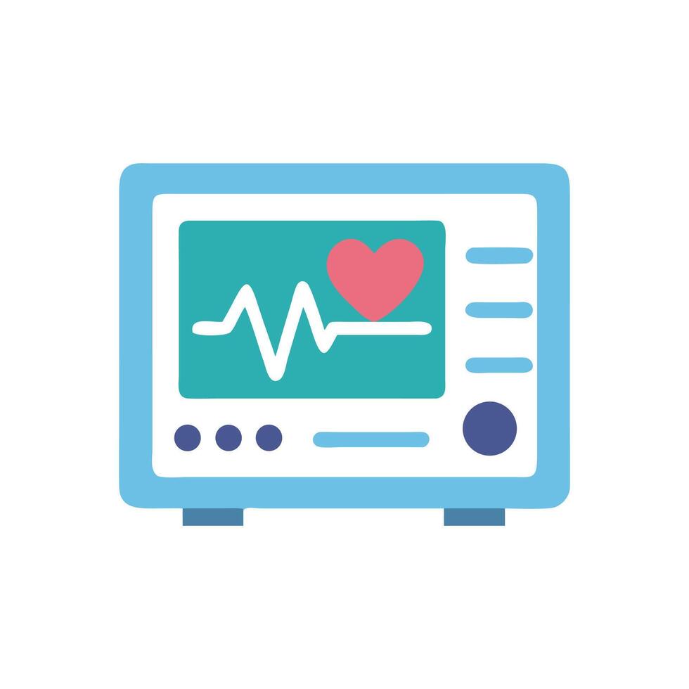 Medical Heart Monitor with Heartbeat Rhythm and Heart Icon vector