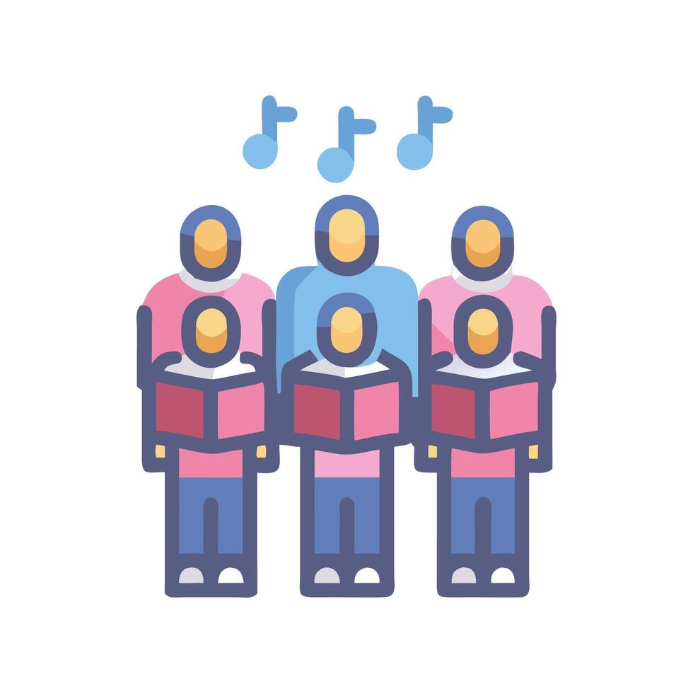Choir singing with musical notes, illustration vector