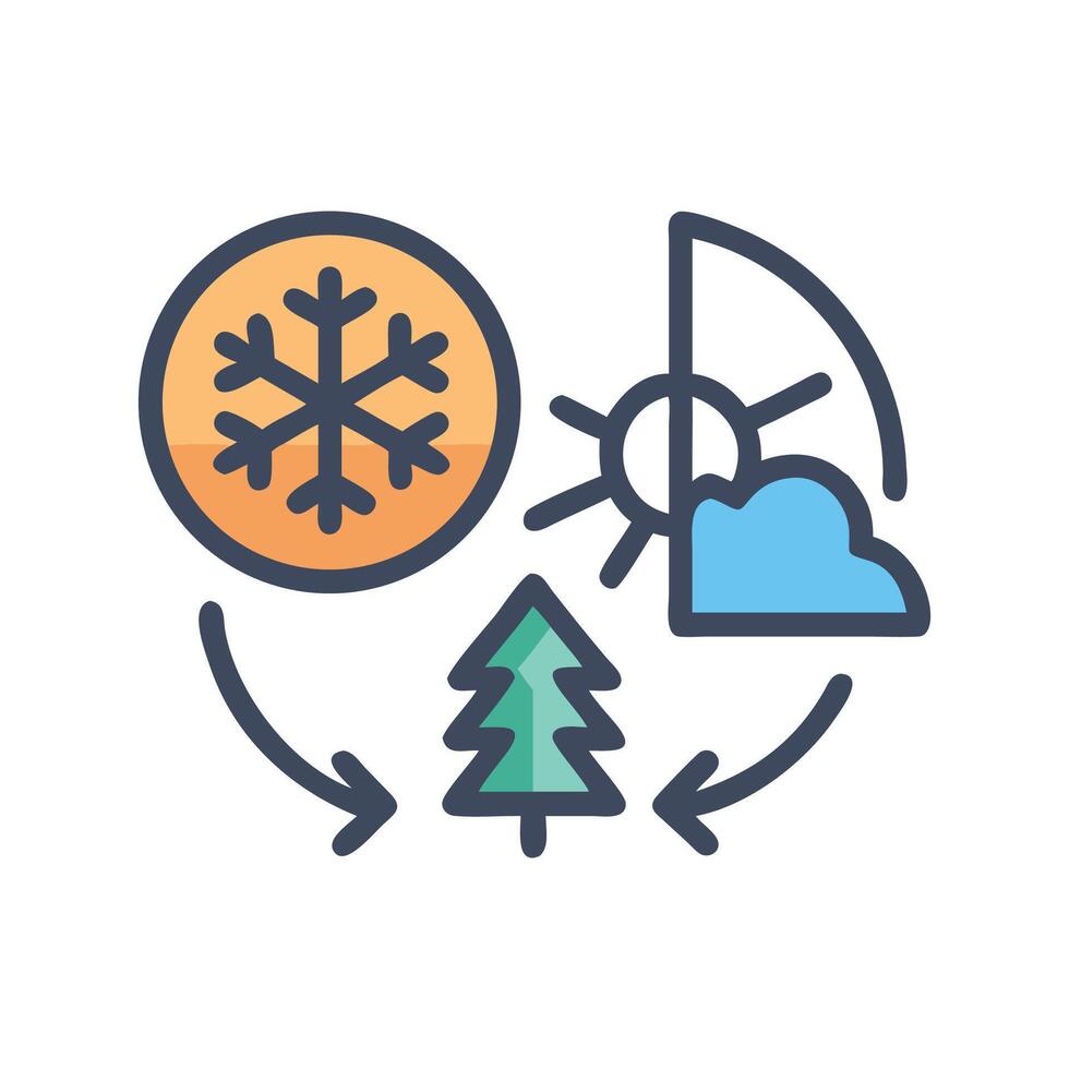 Winter to Summer Season Change and Tree Growth vector