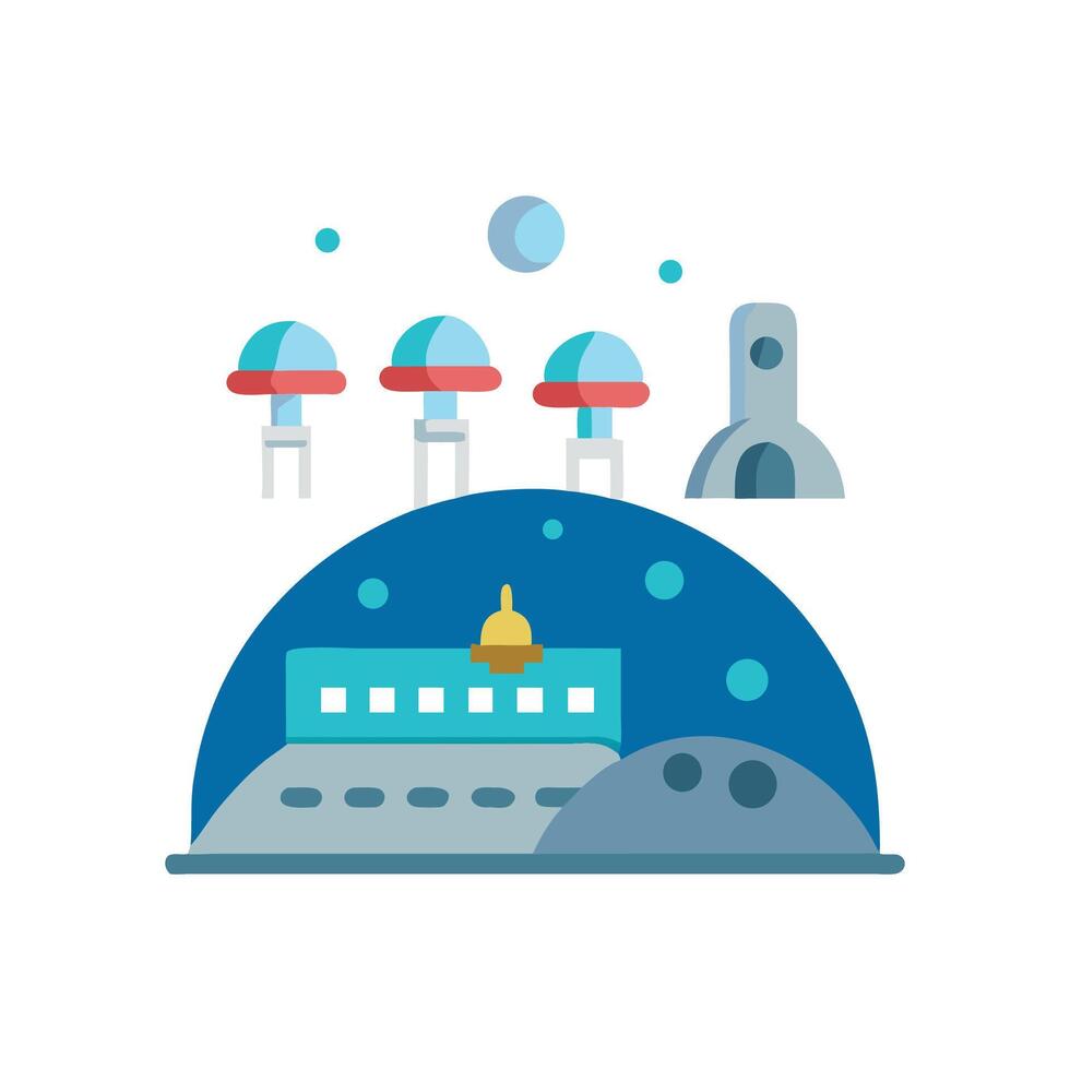 Futuristic Martian Base Illustration Isolated on Black Background vector