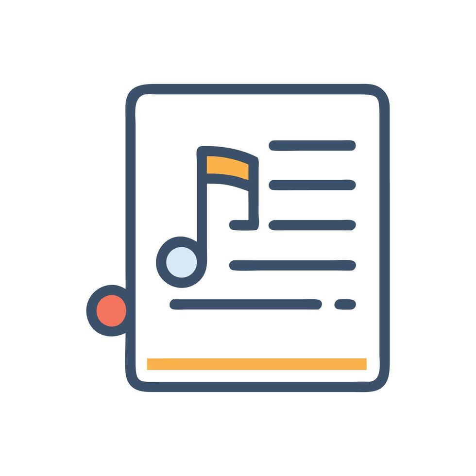 Sheet music icon illustration, melody, song, tune vector