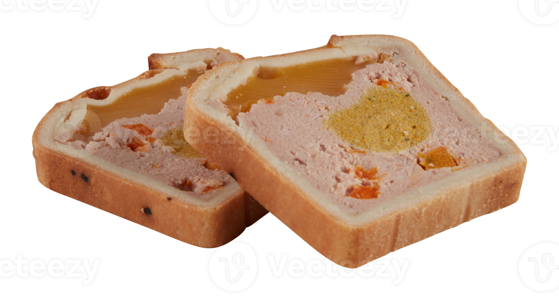 Bread slices with filling cut out isolated transparent background png