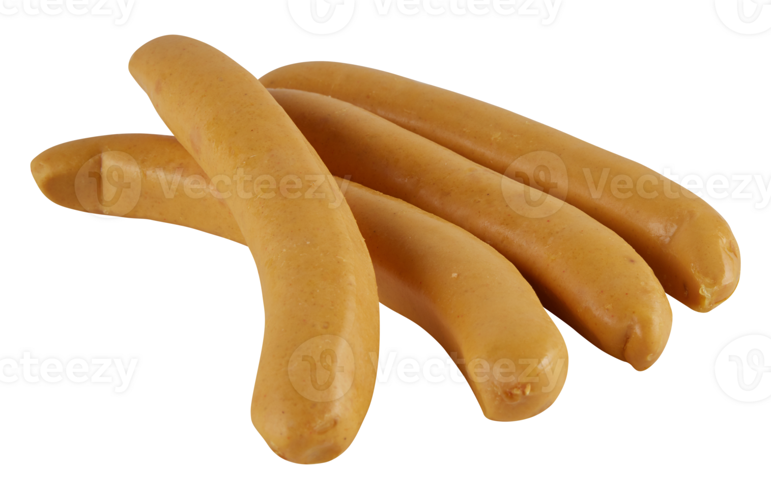 Fresh sausages lined up cut out isolated transparent background png
