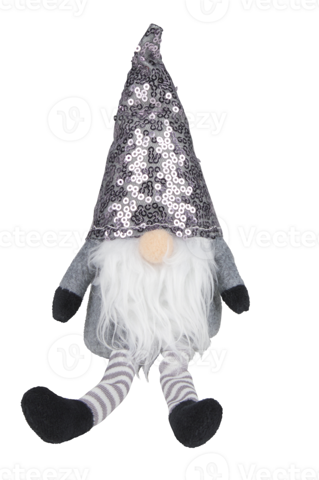 Christmas doll with a beard and a pointed hat cut out isolated transparent background png