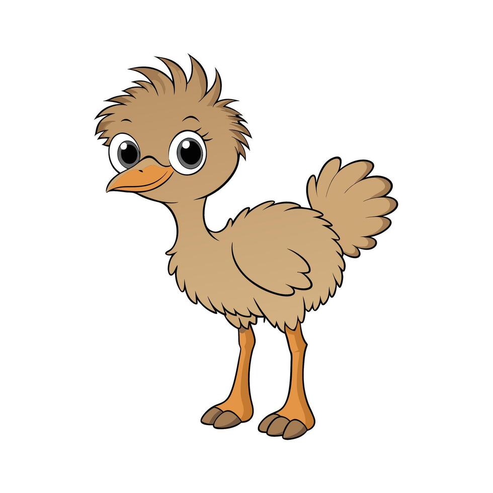 Cute Cartoon Ostrich Character for Kids Illustration Projects vector