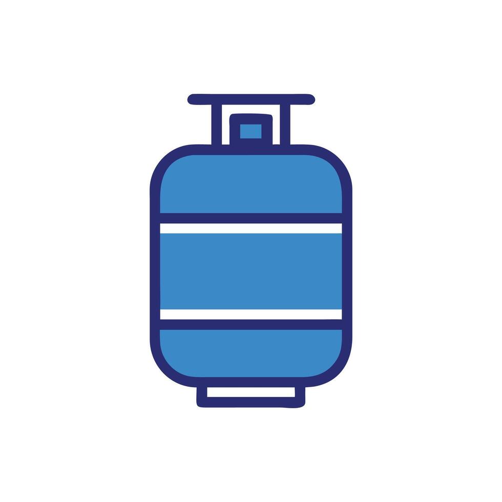 Blue stylized propane gas cylinder icon on black backdrop vector