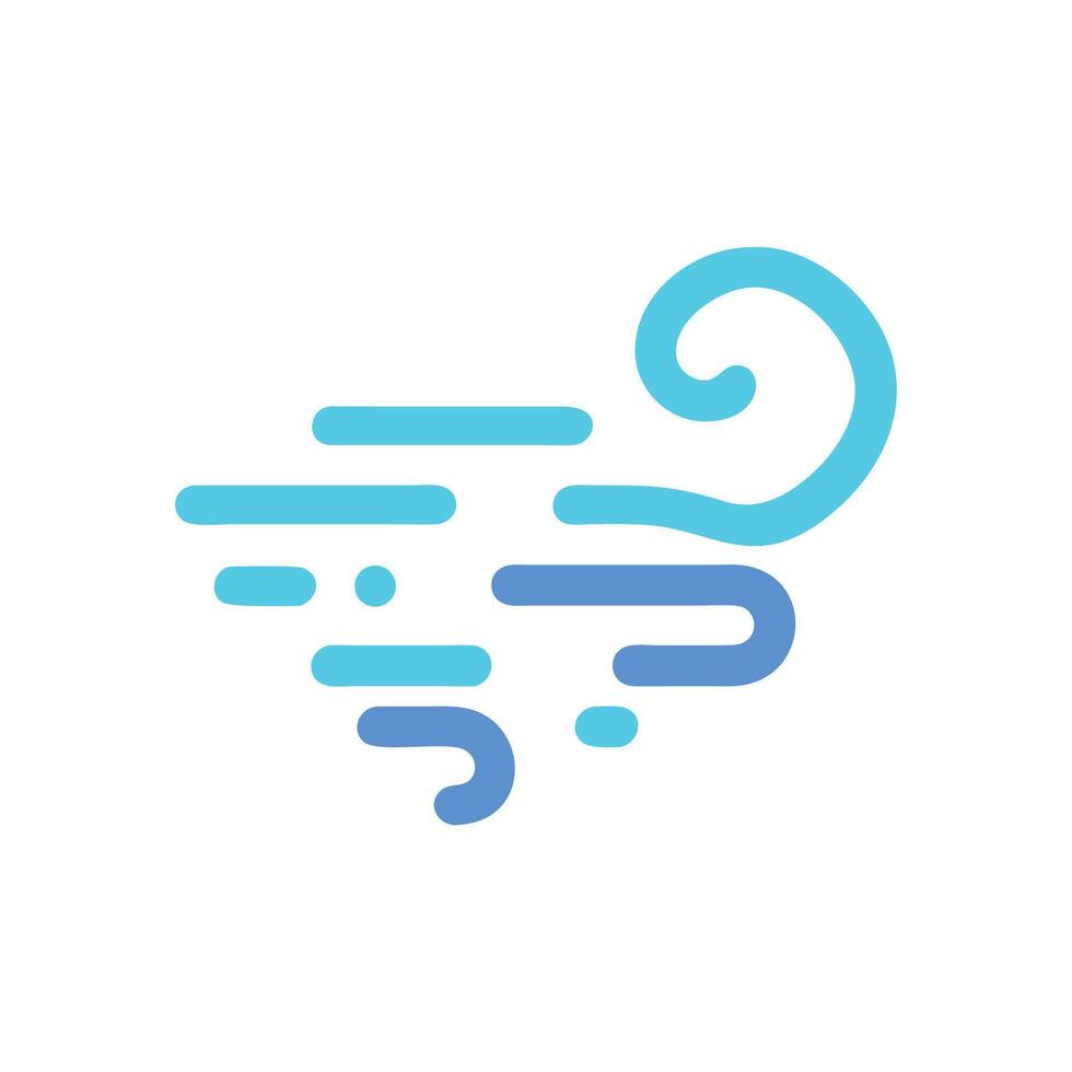 Stylized Blue Wind Gusts on Black Background Icon vector