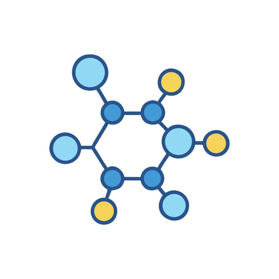 Colorful Molecular Structure Illustration on a Black Background. vector