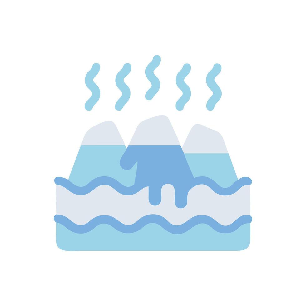 Hot springs mountain cartoon style illustration on black background vector