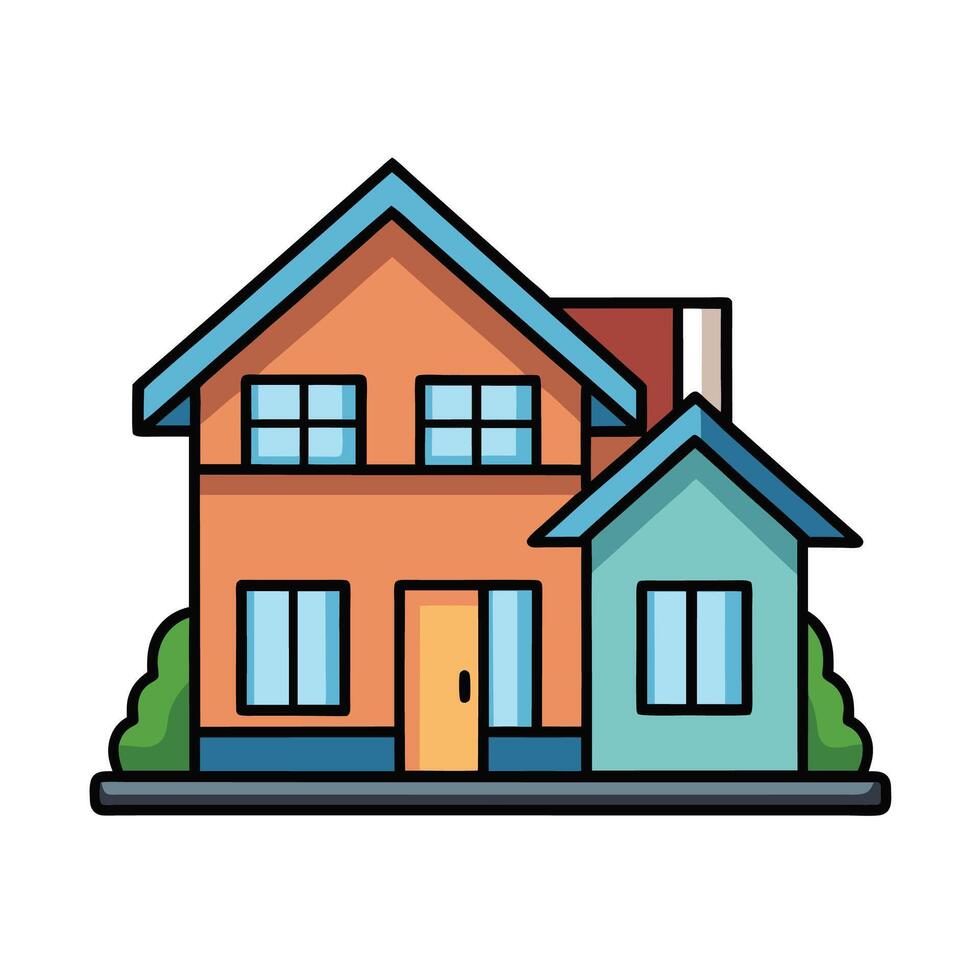 Cartoon style house illustration with a modern design vector