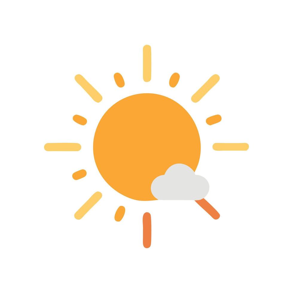 Cartoon Sun with Cloud Isolated on Black Background vector