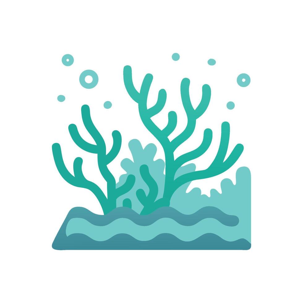 Stylized illustration of teal coral reef with bubbles vector