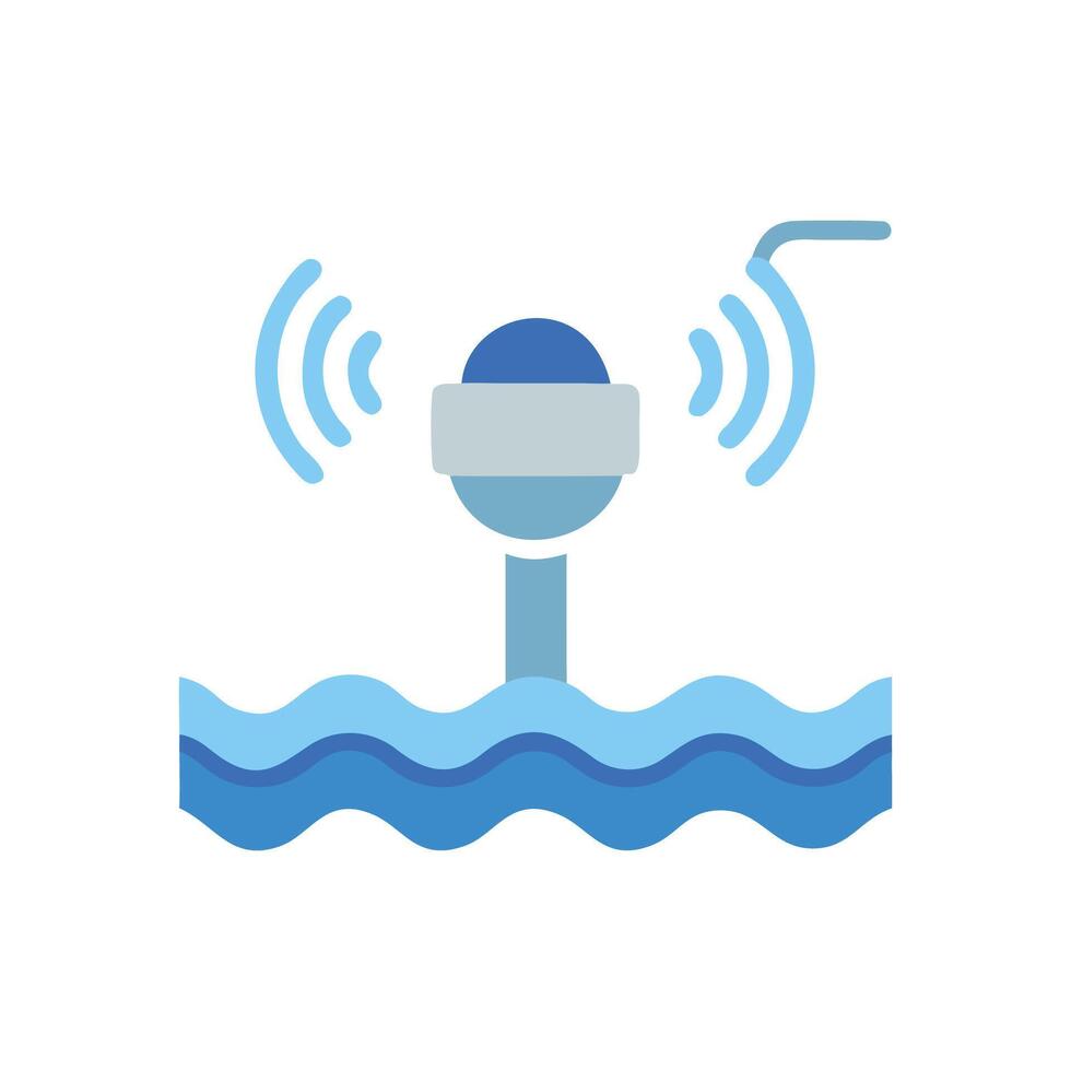 Ocean buoy with wireless signal on black background vector