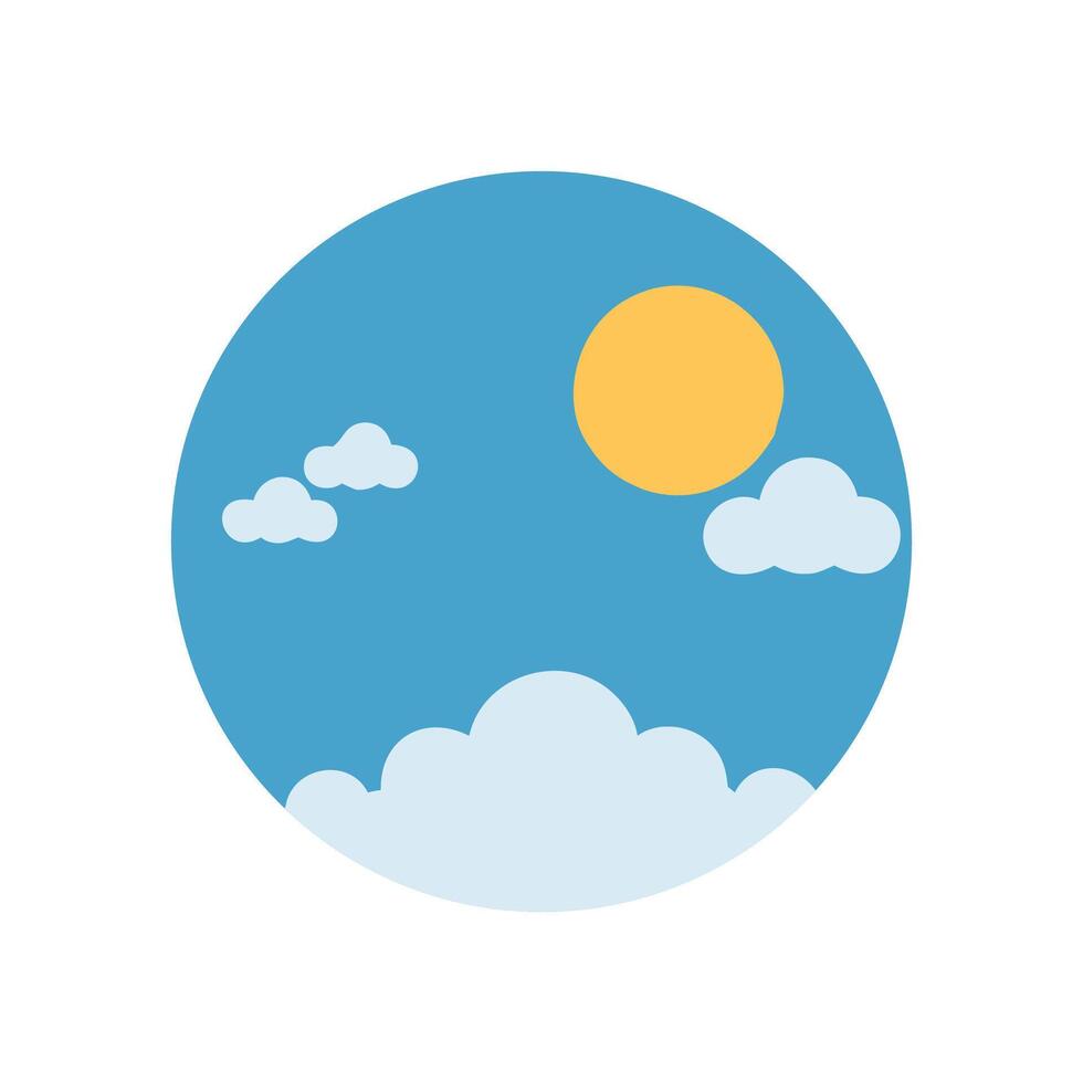 Cartoon Sun and Clouds in a Blue Sky vector