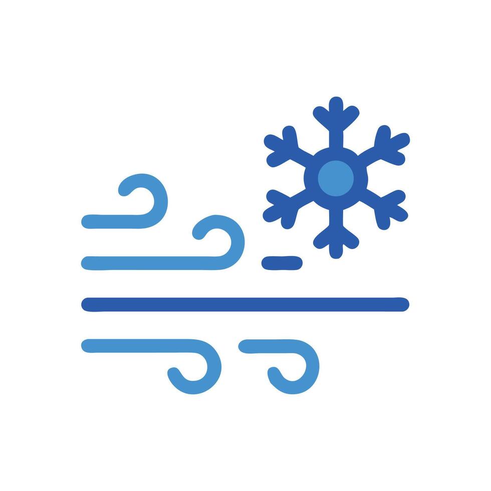 Iconic image of wintery blizzard with wind and snowflake vector