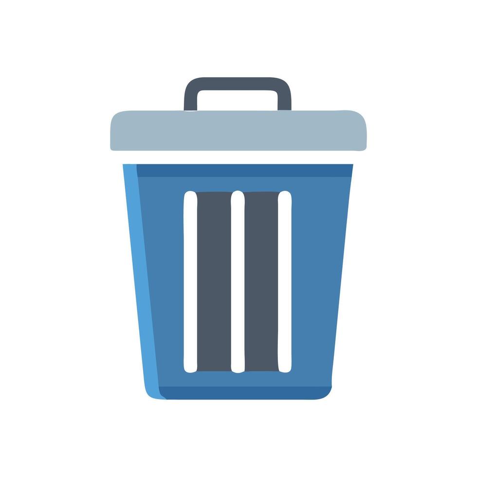 Blue Trash Can or Recycle Bin Icon on Black vector