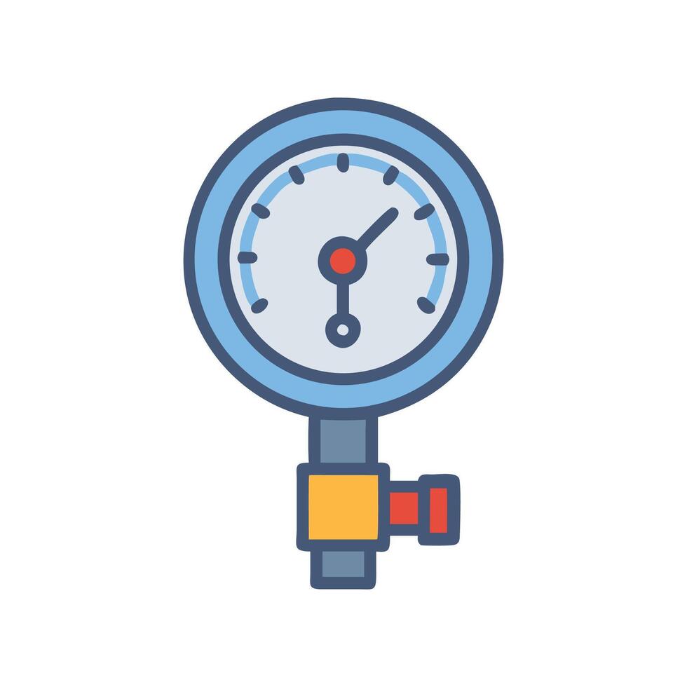 Cartoon pressure gauge icon with valve isolated on black vector