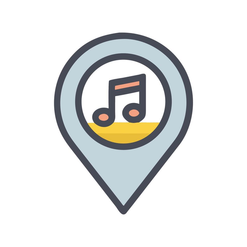 Music Venue Location Pointer Icon, Sound Map Pin vector