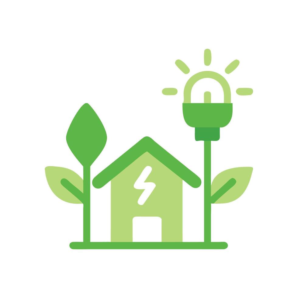 EcoFriendly Home Energy Illustration on Black Background vector