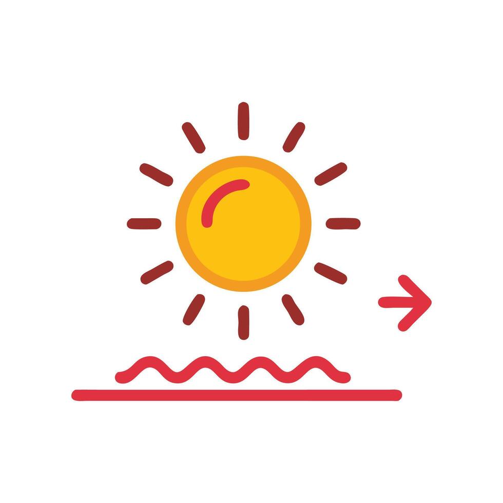 Sun and Wave Illustration Representing Sunburn and Protection vector