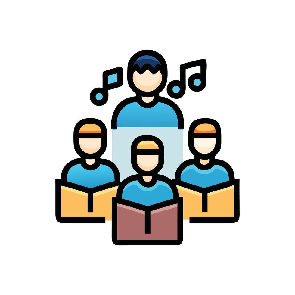 Leader giving presentation, students reading books illustration vector