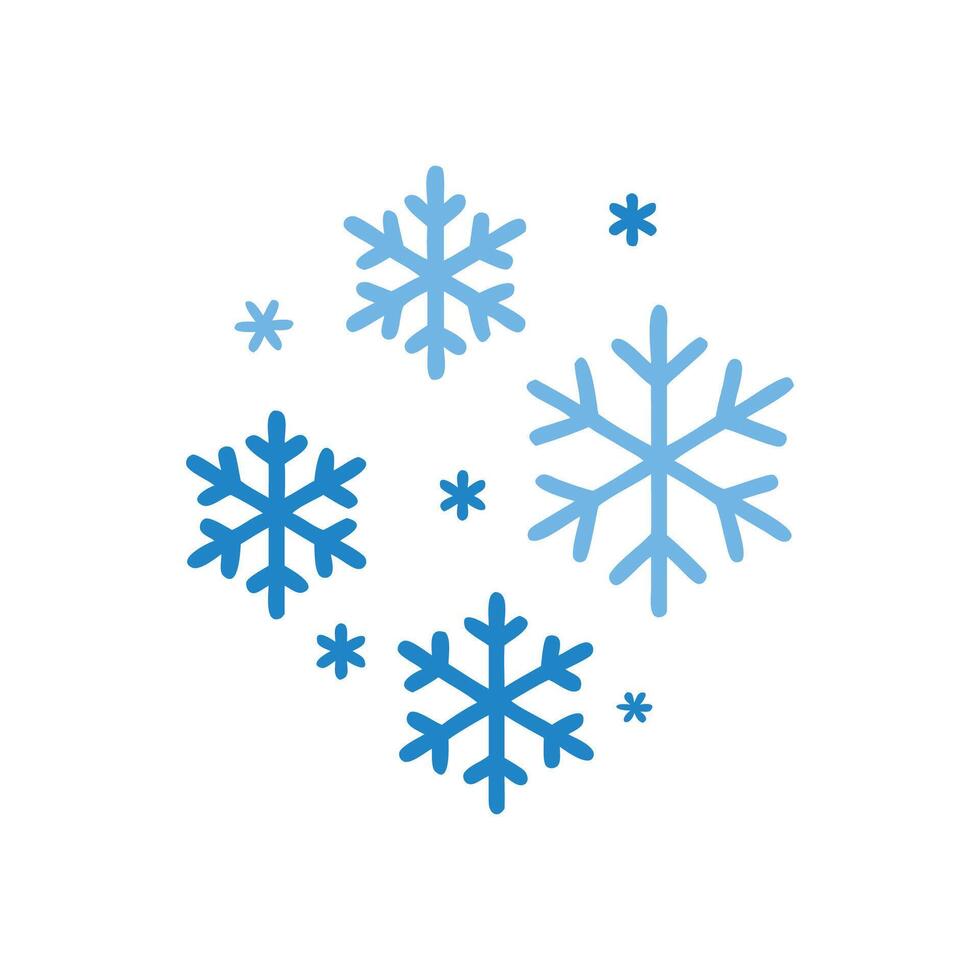 Blue Snowflake Icons on a Black Background Illustration vector
