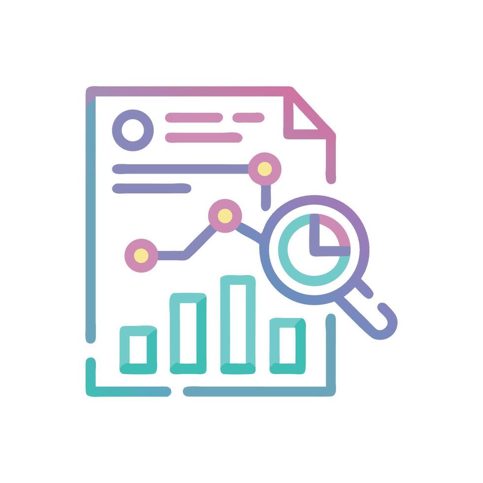 Analytics report icon data visualization with magnifying glass vector