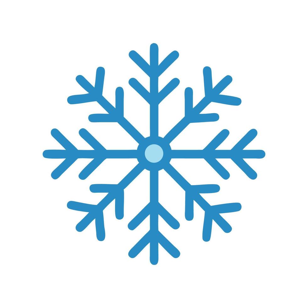 Blue Snowflake Icon on Black Background Winter Theme vector