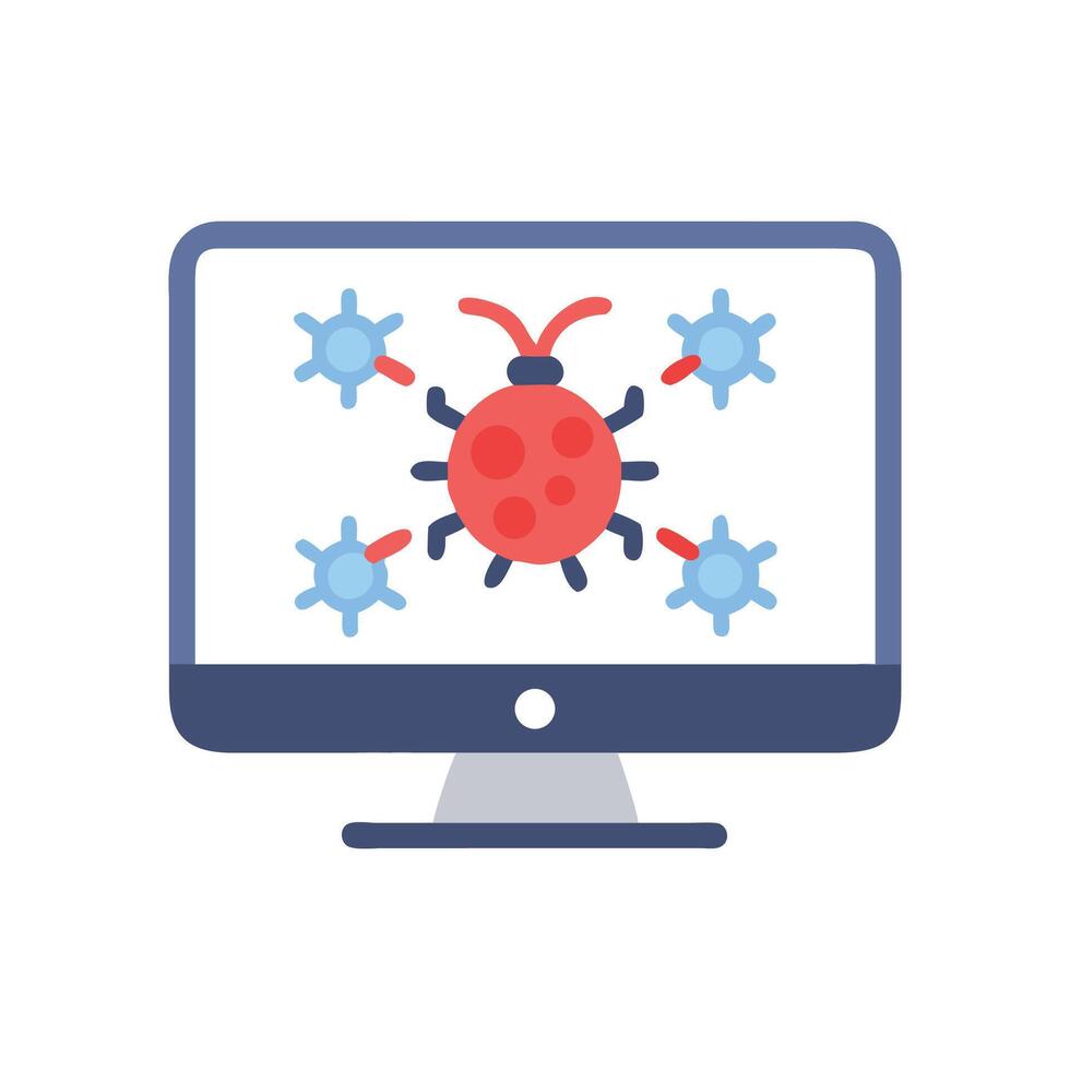 Computer screen with virus and malware threats vector