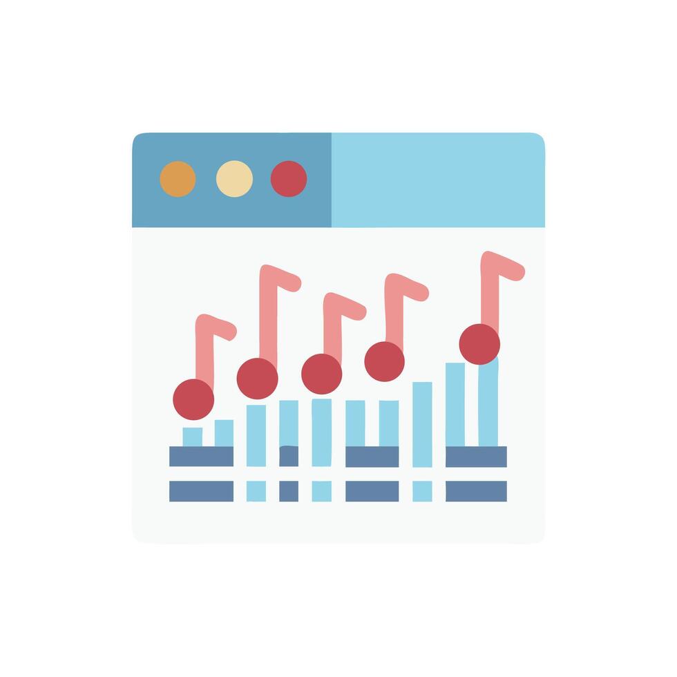 Music streaming analytics on a website application screen vector