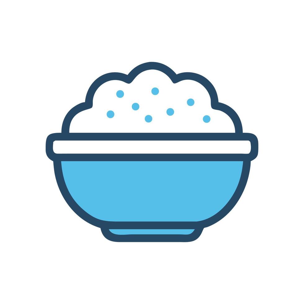 Blue Bowl with Food Isolated on Black vector