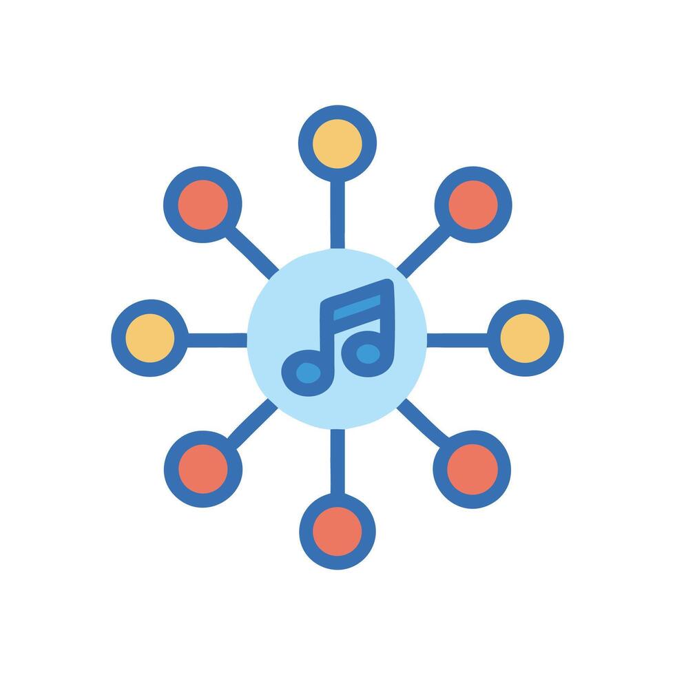 Music sharing network icon on black background vector