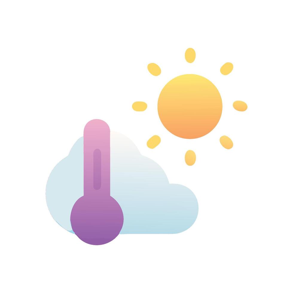 Weather forecast icon with sun, cloud and thermometer vector