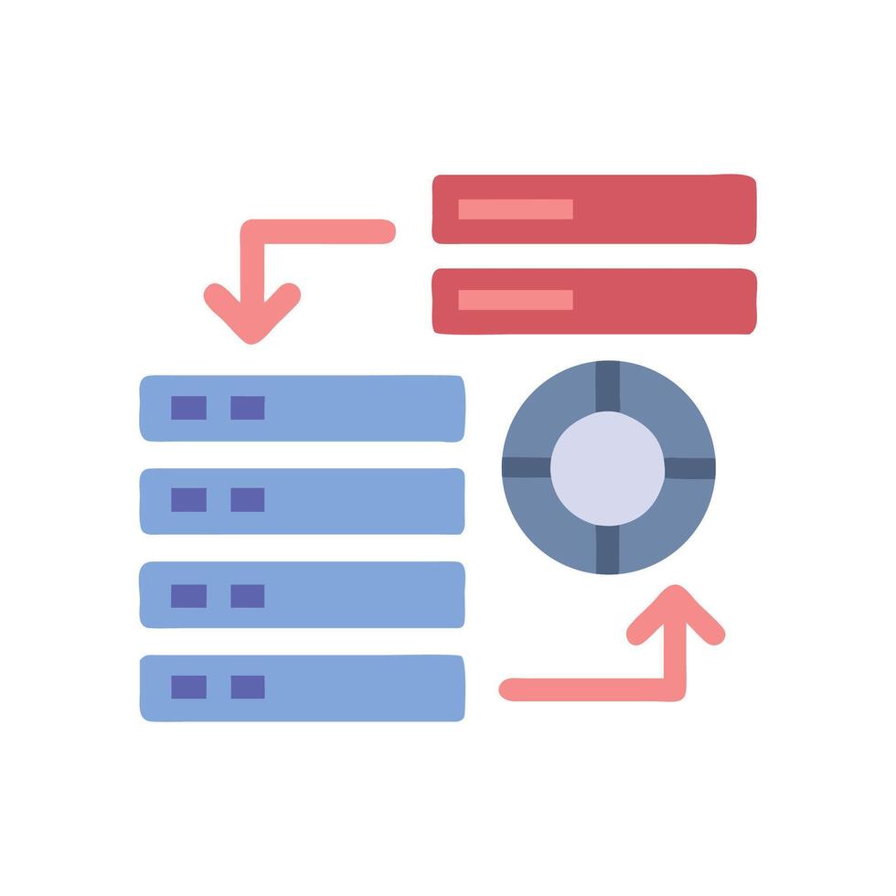 Data processing flow with database and data transfer vector