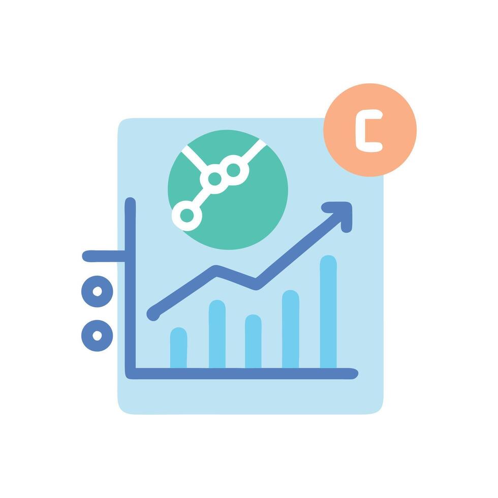Creative colorful statistics graph shows positive trend chart vector