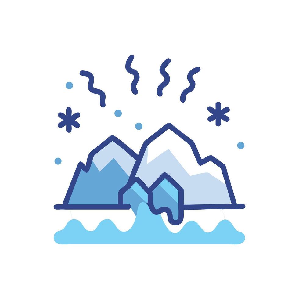 Iceberg, snow, and snowflake icon for polar climate vector