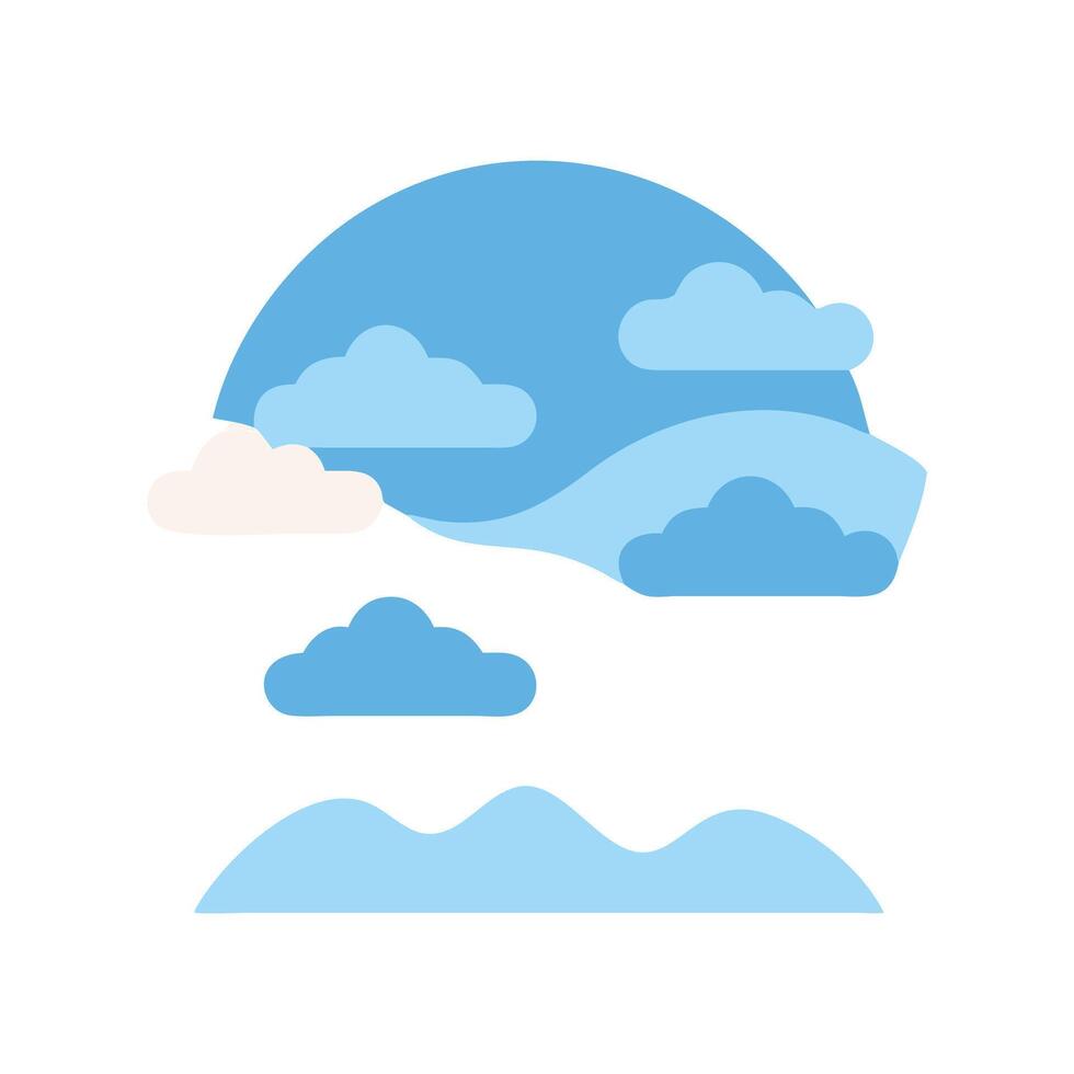 Minimalist Sky and Clouds Illustration on Black Background vector