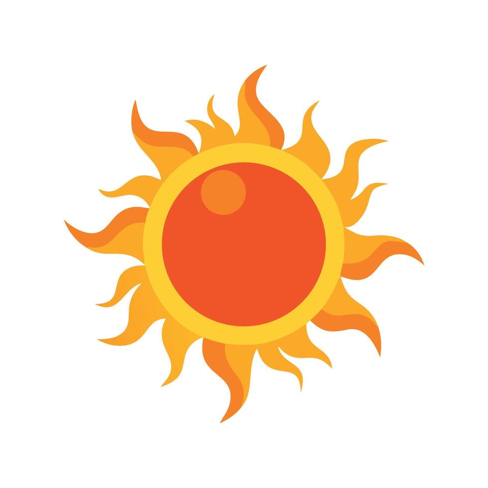 Vibrant cartoon sun, sunshine isolated on black background vector